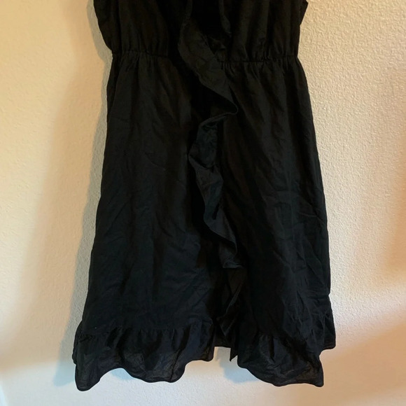 100% COTTON Gap Ruffled Dress Black Sz 8 | midi | feminine | little black dress - Picture 5 of 8